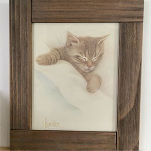Vintage Bob Harrison Print Of A Sweet Kitten Sleeping named “Innocence”